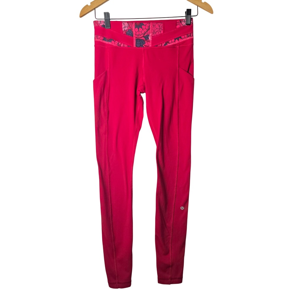 Lululemon Align High Rise‎ Deepest Cranbeery Floral Print Leggings Red Size 4